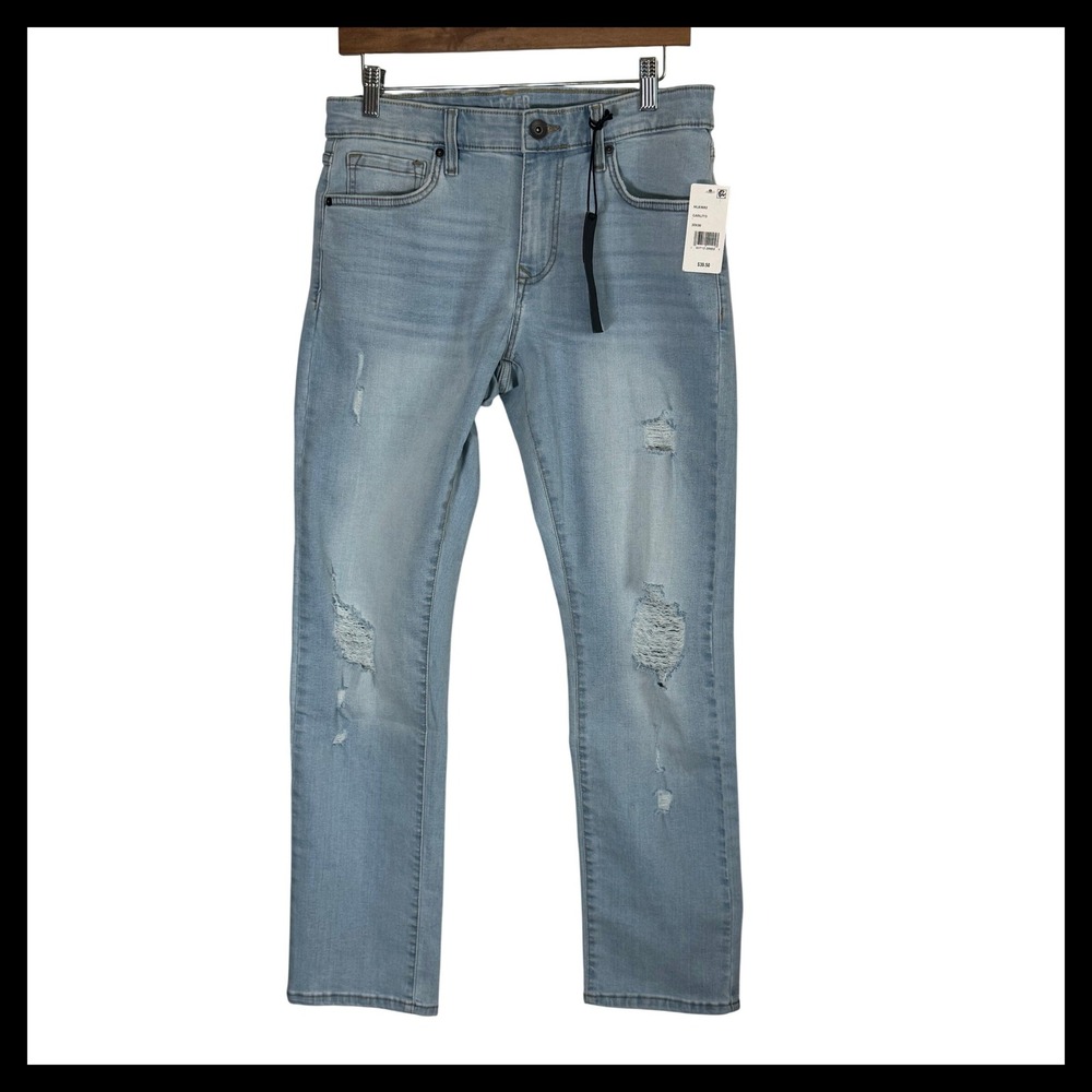 NWT Lazer Carlito Mens Slim Fit Distressed Light Wash Jeans 30x30 ML83652 NWT